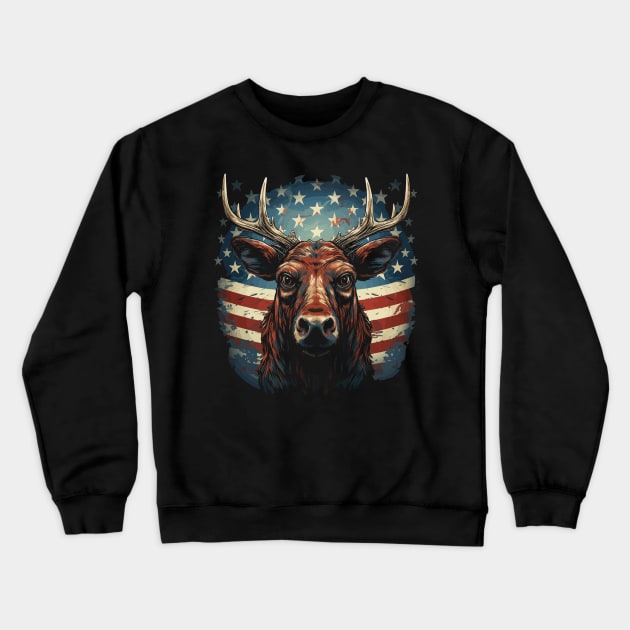 Patriotic Moose Crewneck Sweatshirt by JH Mart
